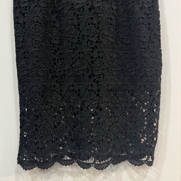 White House Black Market Black Lace Bodycon Dress Size 4 Spaghetti Strap - Picture 3 of 7